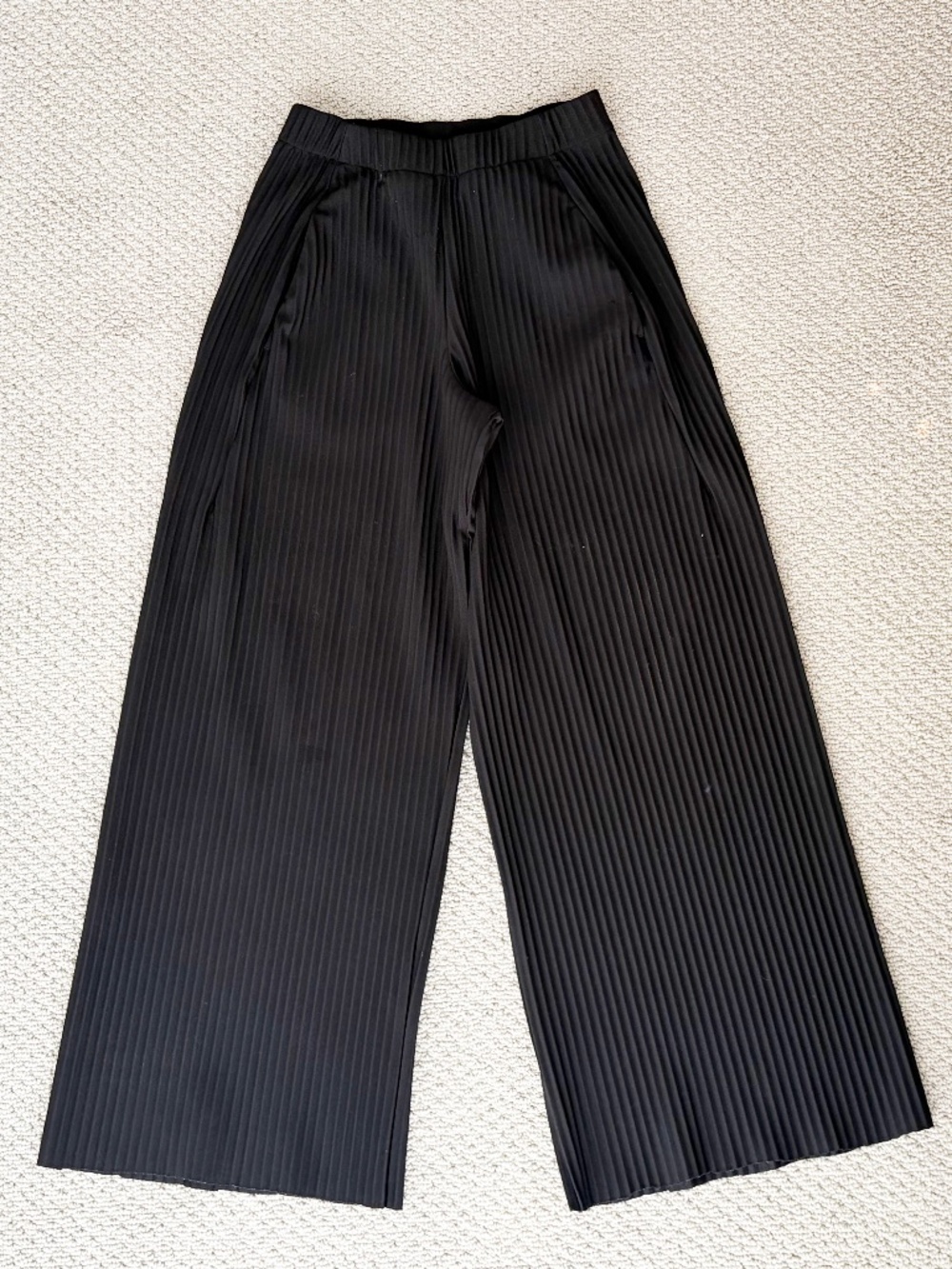 COS Pleated Elasticated Trousers Pants XS Black Pull on wide-leg XS